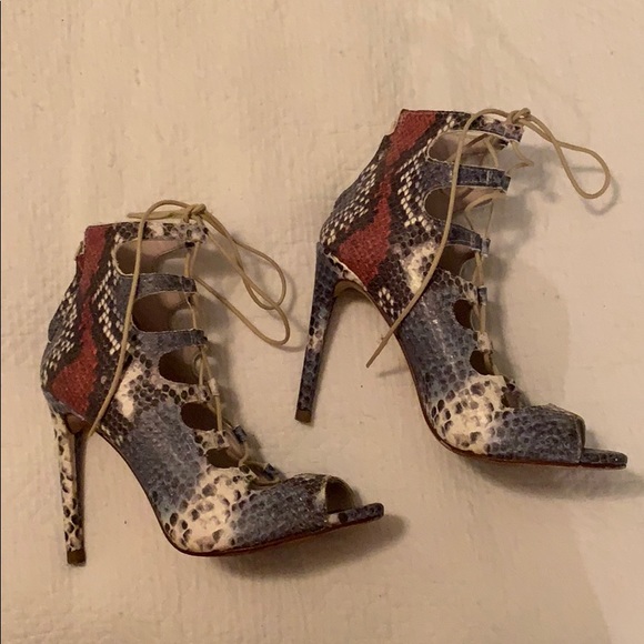 Zara Snakeskin Lace Up Heel - Picture 2 of 3
